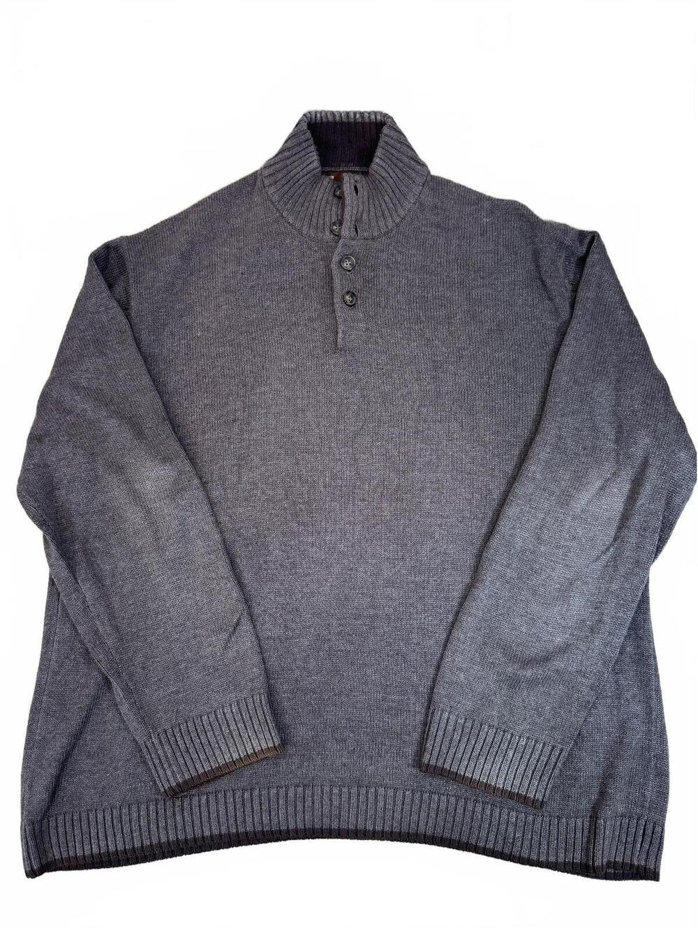 Men’s 2XL Perry Ellis Gray Mock Turtleneck Cotton Blend Sweater Soft Comfy